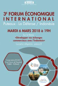 3e Forum économique international. Le mardi 6 mars 2018 à PUTEAUX. Hauts-de-Seine.  18H30